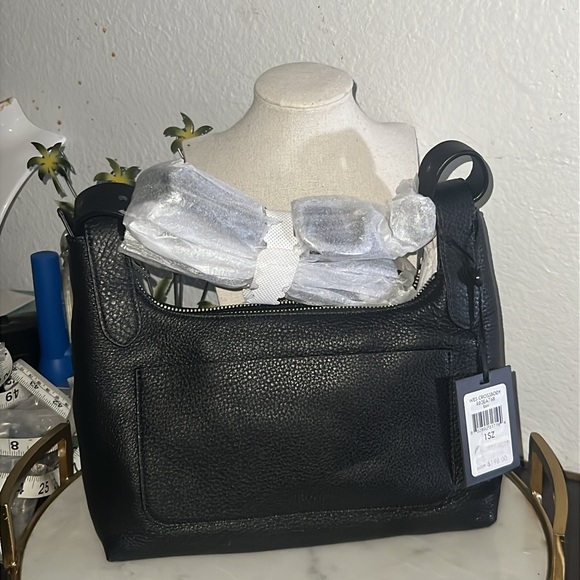 DKNY Women DKNY Wes Crossbody Black Pebbled Leather Bag Silver Tone Hardware